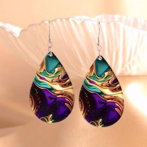Multi-Colored Marble Pendant Earrings